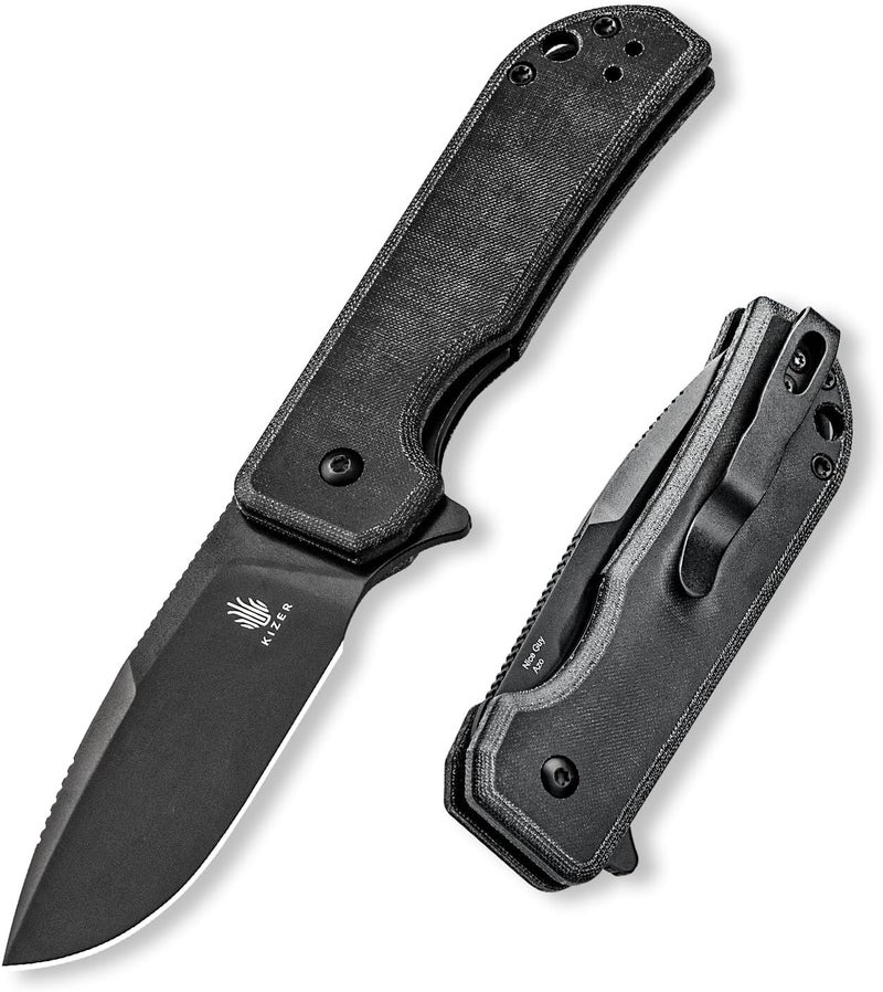 KIZER Nice Guy Pocket Folding Knife, 2.84" Nitro V Blade, Lightweight Sharp Camping and Hiking Knife, Comfort Micarta Handle, Liner Lock Flipper knives V3011A3 - Image 1